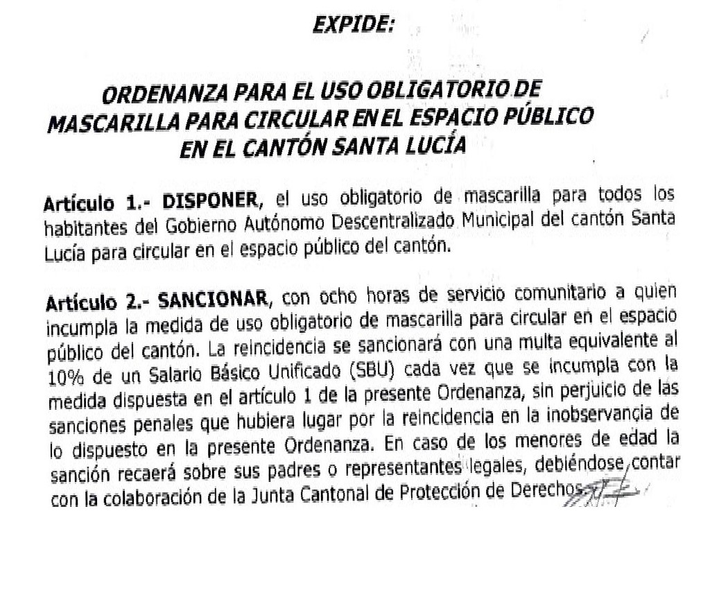 Ordenanza Municipal Ordenanza Para El Uso Obligatorio De Mascarilla Para Circular En El Espacio 7509